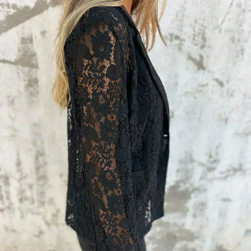 Blazer Floral de Renda e Malha